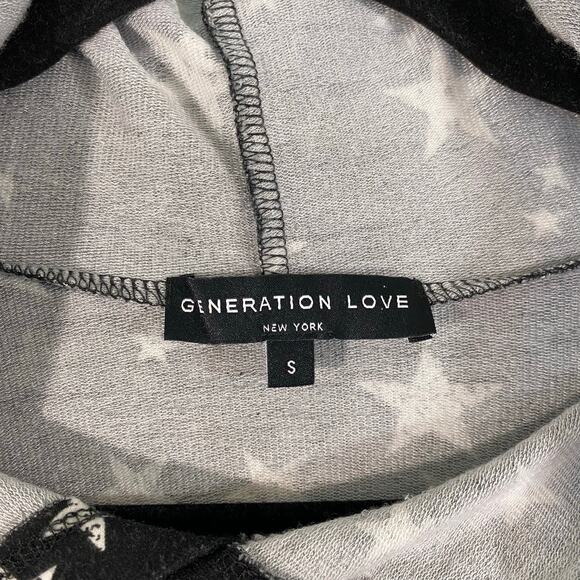 Generation Love Women Black Star Print Ruffles Pullover Hoodie Size S - Picture 7 of 8